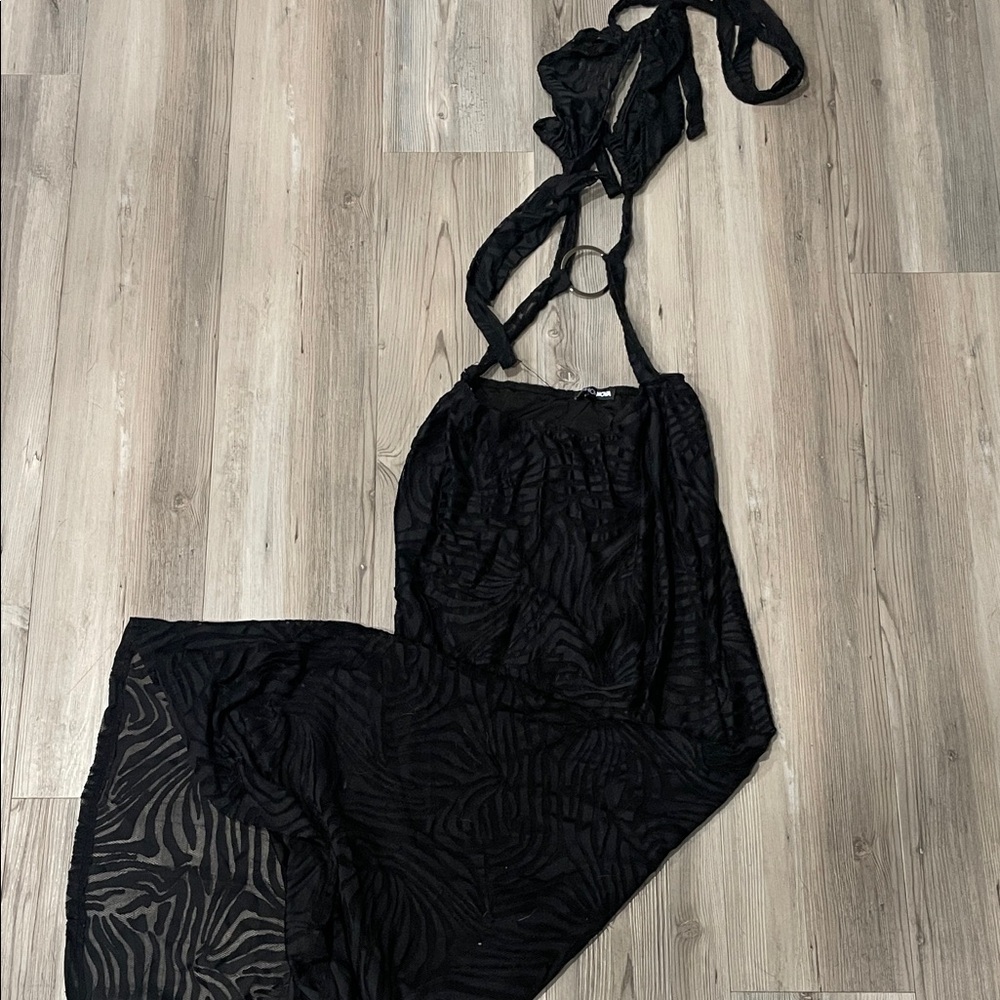 Fashion Nova Zebra Print Black Jumpsuit